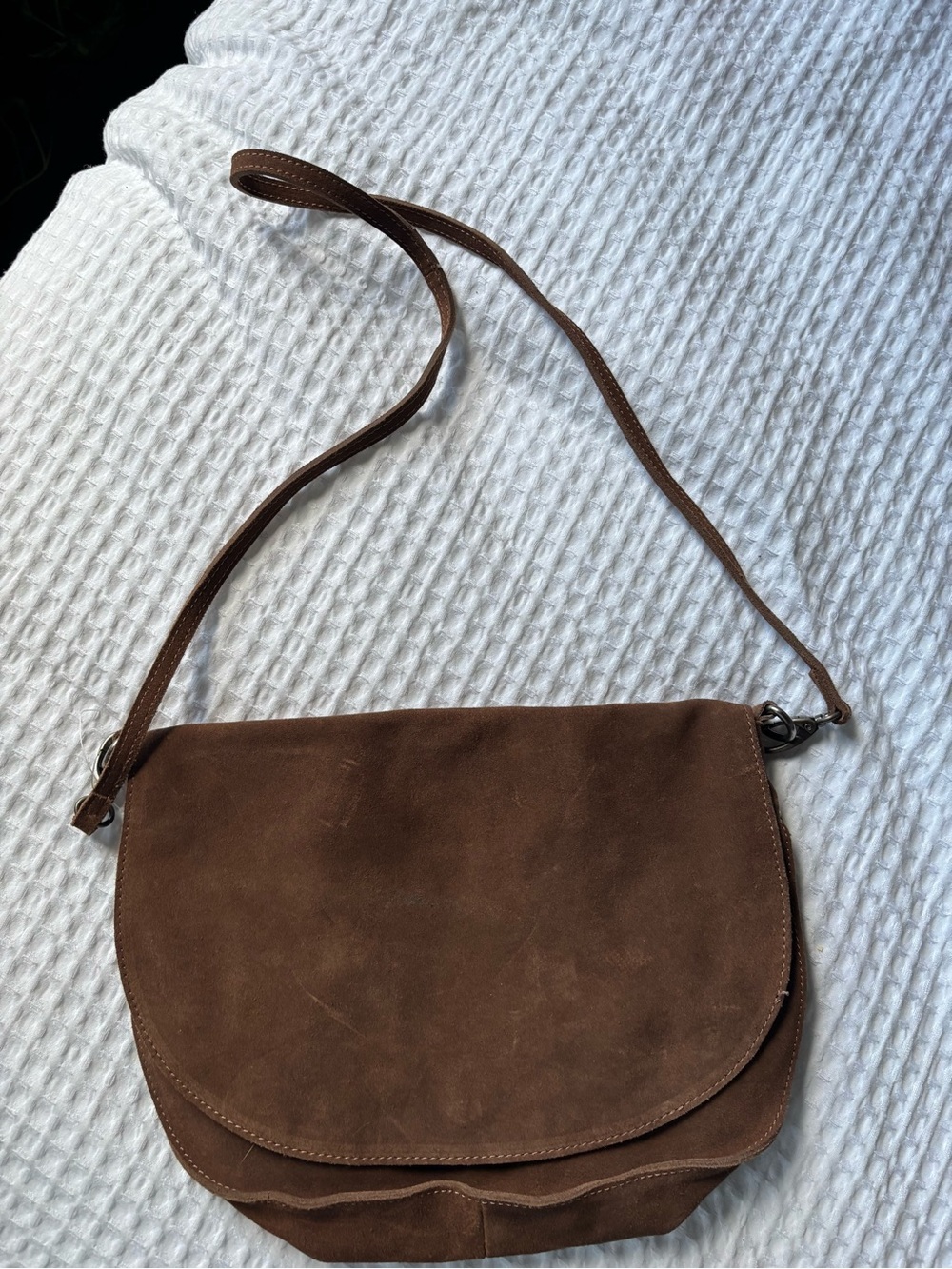 Brown Suede Crossbody Bag - Women's Shoulder Bag